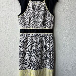 BCBGMaxazria Stylish Black and White Patterned Dress
